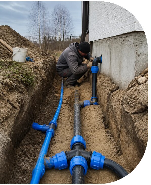 Монтаж наружного водопровода на участке под ключ в Нурлате